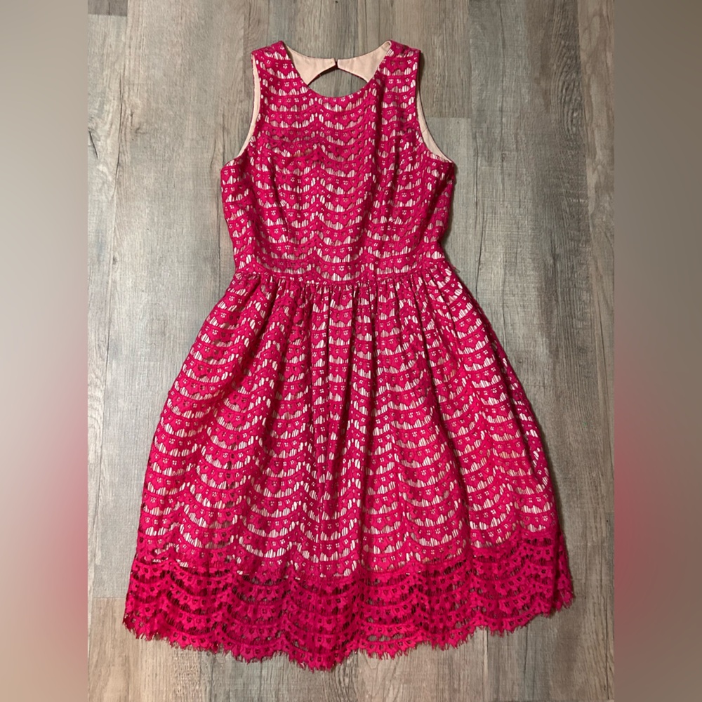 Eliza J Pink and Beige Lace Dress